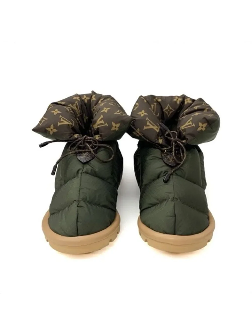 Louis Vuitton Pillow Line Monogram Boots Short Shoes Nylon Khaki Brown - Picture 3 of 10